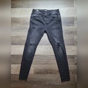 Jack & Jones Men's Black Distressed Skinmy Jean